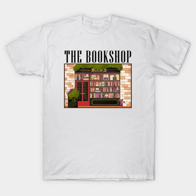 The Bookshop Storefront Illustration T-Shirt by MariOyama